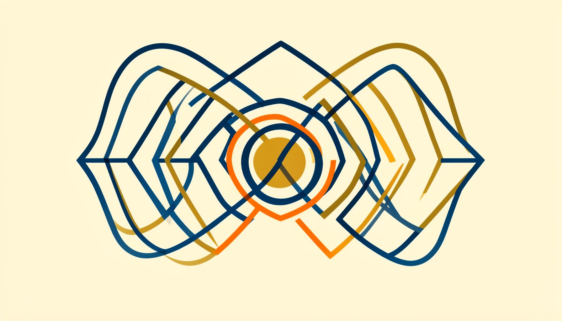 Ilustración vectorial plana con líneas de campo magnético en tonos azul marino y dorado sobre fondo crema, transmitiendo un ambiente académico y técnico